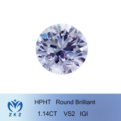 अनुकूलन योग्य प्रयोगशाला में उगाया गया हीरा 1.14 कैरेट सीवीडी एचपीएचटी गोल सफेद हीरा प्रमाणित सिंथेटिक हीरे