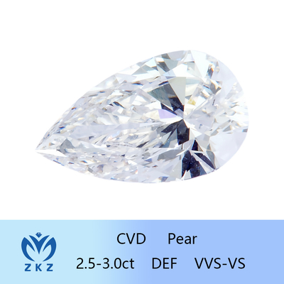 2.5ct-3ct सिंथेटिक के रूप में विकसित सीवीडी प्रयोगशाला विकसित हीरा ढीला Pear कट हीरा